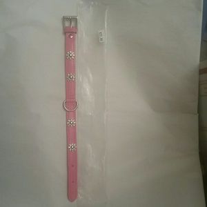 Brand New Pink Dog Collar w/Silver Flower Accents